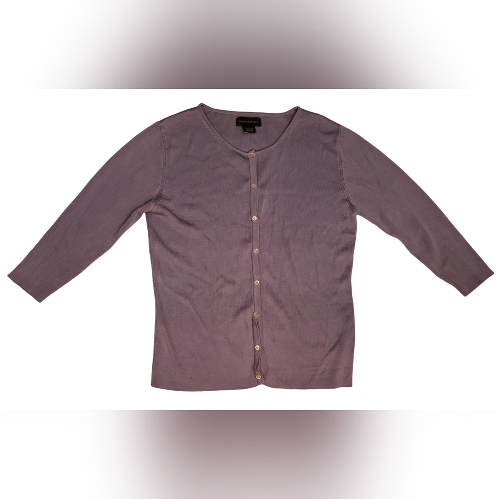 Banana Republic 100% Silk Size S Purple Cardigan